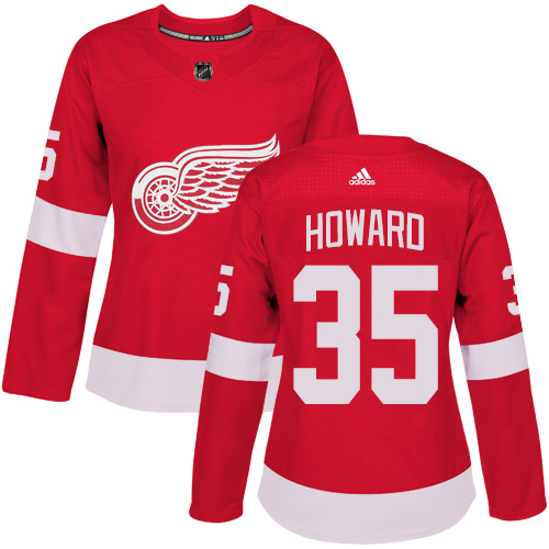Adidas Detroit Red Wings #35 Jimmy Howard Red Home Authentic Women Stitched NHL Jersey